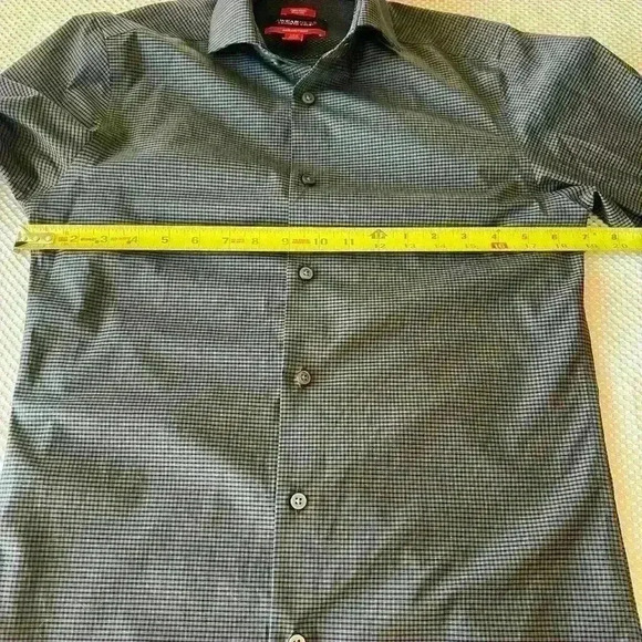 ✨Kenneth Cole AWEARNESS non-iron slim fit shirt gray and black - Picture 6 of 7